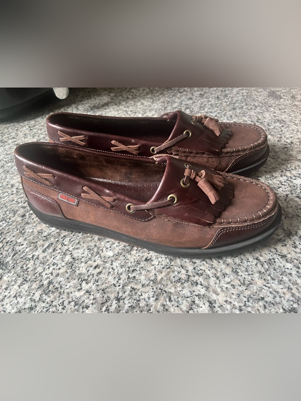 Freeway Brown and Burgundy Tassel Boat Shoes
